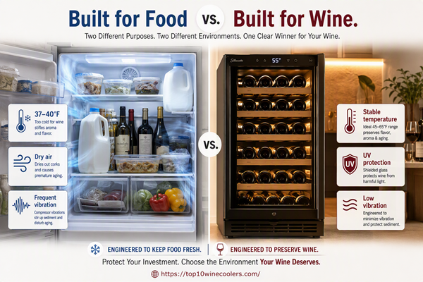 Wine fridge vs standard refrigerator comparison for long-term wine storage